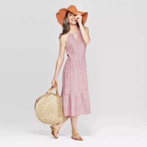Universal Thread Linen Blend Sleeveless High Neck Dress NWT